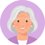 Illustrated avatar of a smiling grandmother who shared a review of Alpha Child Therapy