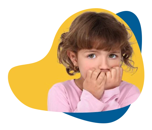 Worried young girl holding hands to her mouth for child anxiety therapy support in Richmond Hill.