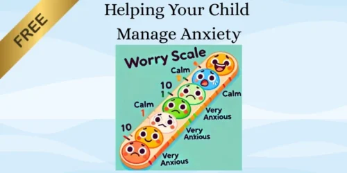 Worry scale chart with emotion faces ranging from calm to anxious, helping children manage anxiety.